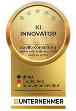 Siegel KI-Innovator für apollo consulting, Volker Loibl und Melanie Reuß